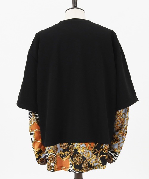 Jih Nunc(ジーヌンク)の「mlt3537-カットソー×総柄コンビフェイクレイヤードカットソー(Tシャツ/カットソー・メンズ・ホワイト/ブラック/パープル・S/M/L)」の15枚目の写真