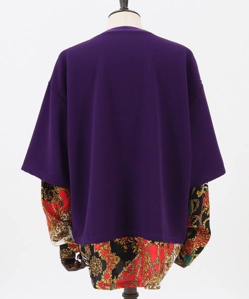 Jih Nunc(ジーヌンク)の「mlt3537-カットソー×総柄コンビフェイクレイヤードカットソー(Tシャツ/カットソー・メンズ・ホワイト/ブラック/パープル・S/M/L)」の17枚目の写真