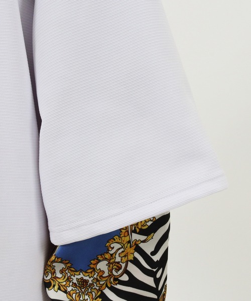 Jih Nunc(ジーヌンク)の「mlt3537-カットソー×総柄コンビフェイクレイヤードカットソー(Tシャツ/カットソー・メンズ・ホワイト/ブラック/パープル・S/M/L)」の22枚目の写真