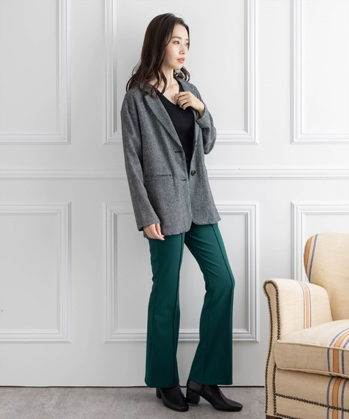 clear(クリア)の「【WEB限定】ストレッチピンタックフレアパンツ(スラックス・レディース・ブラック/ブラウン/グリーン/アイボリー/ブルー/マスタード/グリーン系その他・S/M/L)」の15枚目の写真