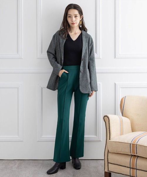 clear(クリア)の「【WEB限定】ストレッチピンタックフレアパンツ(スラックス・レディース・ブラック/ブラウン/グリーン/アイボリー/ブルー/マスタード/グリーン系その他・S/M/L)」の8枚目の写真