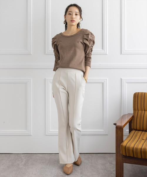 clear(クリア)の「【WEB限定】ストレッチピンタックフレアパンツ(スラックス・レディース・ブラック/ブラウン/グリーン/アイボリー/ブルー/マスタード/グリーン系その他・S/M/L)」の20枚目の写真