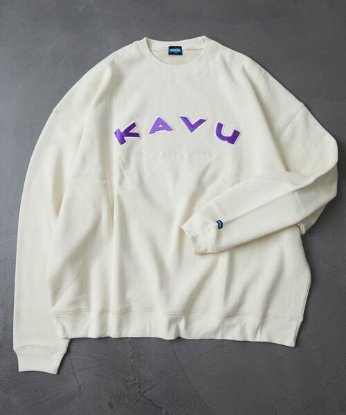 FREAK'S STORE（フリークスストア）の「WEB限定 KAVU×FREAK'S STORE/カブー 別注 カレッジロゴ ヘビーオンス クルーネックスウェット/カレッジプリント（スウェット・メンズ・ブラック/杢グレー/ナチュラル/オリーブ/ブルー・SMALL/MEDIUM/LARGE）」の19枚目の写真