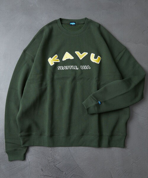 FREAK'S STORE（フリークスストア）の「WEB限定 KAVU×FREAK'S STORE/カブー 別注 カレッジロゴ ヘビーオンス クルーネックスウェット/カレッジプリント（スウェット・メンズ・ブラック/杢グレー/ナチュラル/オリーブ/ブルー・SMALL/MEDIUM/LARGE）」の14枚目の写真