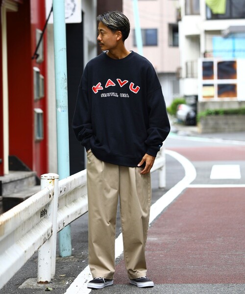 FREAK'S STORE（フリークスストア）の「WEB限定 KAVU×FREAK'S STORE/カブー 別注 カレッジロゴ ヘビーオンス クルーネックスウェット/カレッジプリント（スウェット・メンズ・ブラック/杢グレー/ナチュラル/オリーブ/ブルー・SMALL/MEDIUM/LARGE）」の18枚目の写真