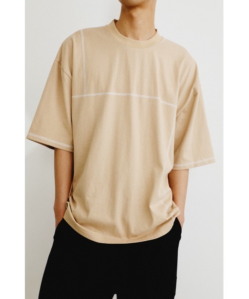 STYLEMIXER(スタイルミキサー)の「ベーシックステッチT(Tシャツ/カットソー・メンズ・ホワイト/ブラック/ベージュ・X-LARGE/MEDIUM/LARGE)」の3枚目の写真