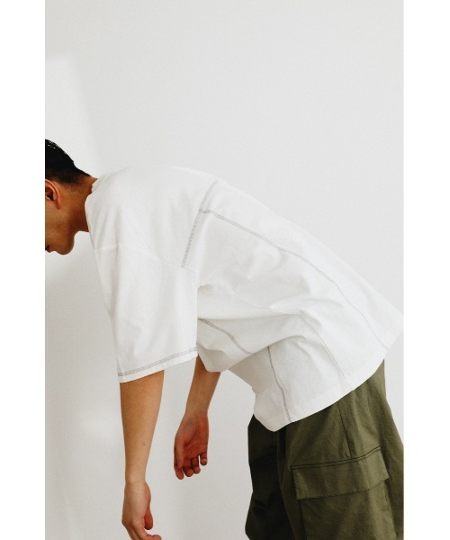 STYLEMIXER(スタイルミキサー)の「ベーシックステッチT(Tシャツ/カットソー・メンズ・ホワイト/ブラック/ベージュ・X-LARGE/MEDIUM/LARGE)」の7枚目の写真
