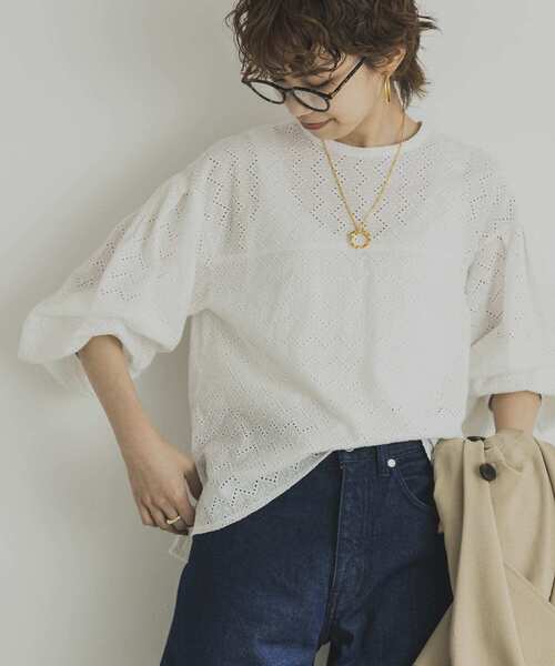 URBAN RESEARCH（アーバンリサーチ）の「幾何柄カットワークレースブラウス（シャツ/ブラウス・レディース・ブラック/オフホワイト・FREE）」の20枚目の写真