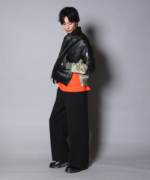 JACKROSE（ジャックローズ）の「JE ラムレザー切替中綿MA-1（MA-1・メンズ・ブラック/カーキ・M/L/XL）」の19枚目の写真