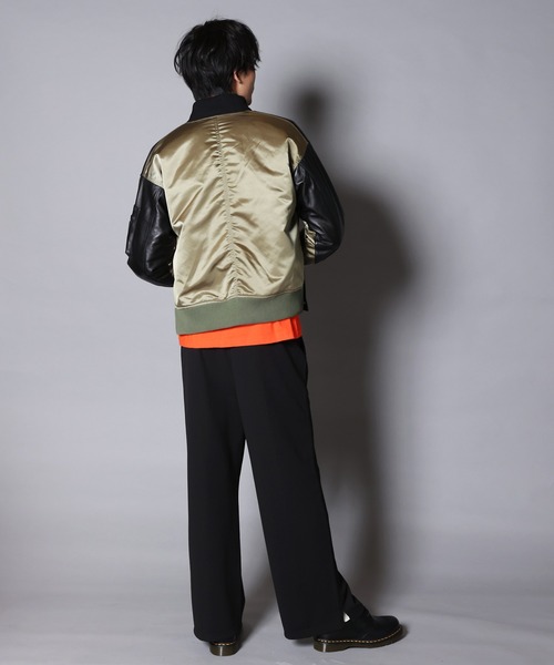 JACKROSE（ジャックローズ）の「JE ラムレザー切替中綿MA-1（MA-1・メンズ・ブラック/カーキ・M/L/XL）」の22枚目の写真