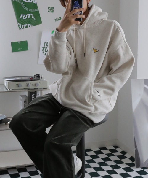 Mark Gonzales（マーク・ゴンザレス）の「Mark Gonzales/マークゴンザレス 別注 ビッグシルエット プリント 刺繍 裏起毛 長袖 スウェット パーカー オーバーサイズ（パーカー・メンズ・ホワイト/ブラック/ダークグリーン/グレー/ブルー/ホワイト系その他/ブラック系その他/グレー系その他/グリーン系その他/ホワイト系その他2/ブラック系その他2/ブラック系その他3・M/L）」の9枚目の写真