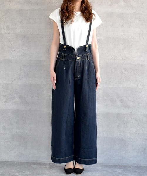 ちびすけ☆2wayサルエルハイウエストサロペットパンツ☆ミリタリスタイル☆ セール】ハイウエストサス付ワイドパンツ（つなぎ