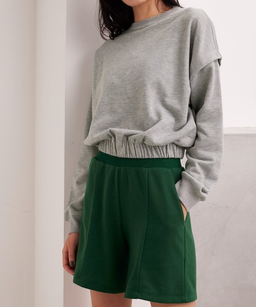 SEA DRESS(シードレス)の「裏毛ショートデザインヨガトップス(Tシャツ/カットソー・レディース・杢グレー/ピンク/オフホワイト・M/L)」の2枚目の写真