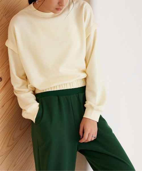 SEA DRESS(シードレス)の「裏毛ショートデザインヨガトップス(Tシャツ/カットソー・レディース・杢グレー/ピンク/オフホワイト・M/L)」の1枚目の写真