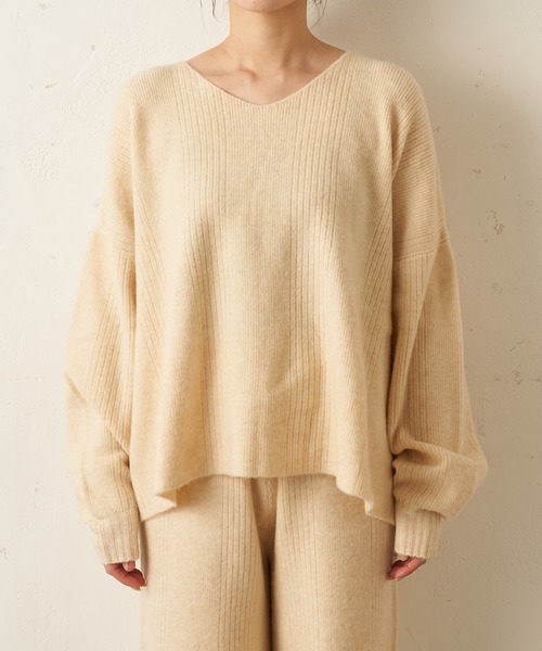 TERRITOIRE（テリトワール）の「■別注■【Miller/ミラー】針抜きニットプルオーバー（ルームウェア/パジャマ・レディース・ブラウン/アイボリー・FREE）」の3枚目の写真