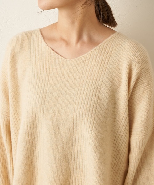 TERRITOIRE（テリトワール）の「■別注■【Miller/ミラー】針抜きニットプルオーバー（ルームウェア/パジャマ・レディース・ブラウン/アイボリー・FREE）」の5枚目の写真