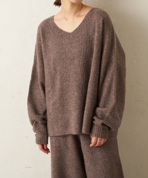 TERRITOIRE（テリトワール）の「■別注■【Miller/ミラー】針抜きニットプルオーバー（ルームウェア/パジャマ・レディース・ブラウン/アイボリー・FREE）」の11枚目の写真