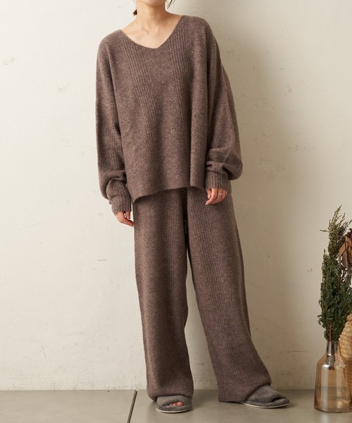 TERRITOIRE（テリトワール）の「■別注■【Miller/ミラー】針抜きニットプルオーバー（ルームウェア/パジャマ・レディース・ブラウン/アイボリー・FREE）」の10枚目の写真