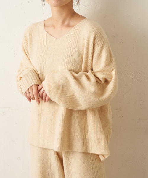 TERRITOIRE（テリトワール）の「■別注■【Miller/ミラー】針抜きニットプルオーバー（ルームウェア/パジャマ・レディース・ブラウン/アイボリー・FREE）」の12枚目の写真