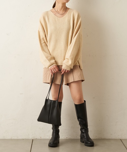 TERRITOIRE（テリトワール）の「■別注■【Miller/ミラー】針抜きニットプルオーバー（ルームウェア/パジャマ・レディース・ブラウン/アイボリー・FREE）」の13枚目の写真