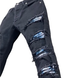 FAGASSENT ファガッセン ダメージ 加工スキニーデニムパンツ ブラック FAGASSENT（ファガッセン） ダメージ加工スキニーデニムパンツ