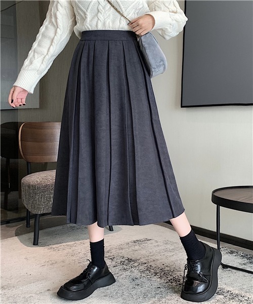 FREE STYLISTS（フリー スタイリスト）の「春新品　プリーツスカート（スカート・レディース・グリーン/ブラウン/ブラック/ボルドー/グレー/ライトベージュ・M/S/L）」の3枚目の写真