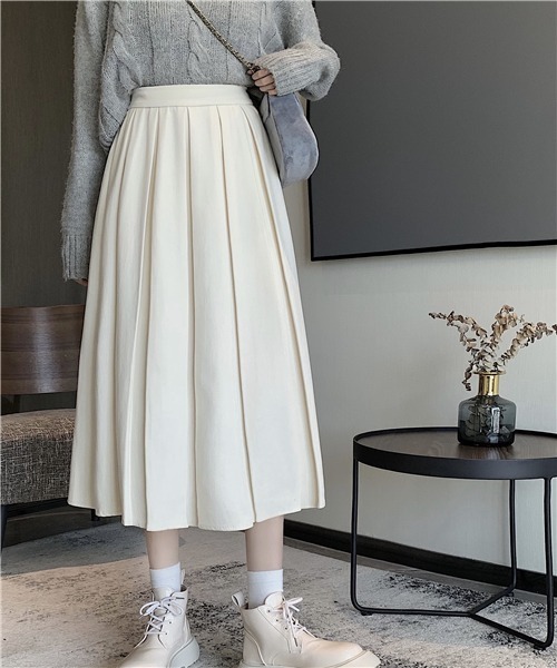 FREE STYLISTS（フリー スタイリスト）の「春新品　プリーツスカート（スカート・レディース・グリーン/ブラウン/ブラック/ボルドー/グレー/ライトベージュ・M/S/L）」の4枚目の写真