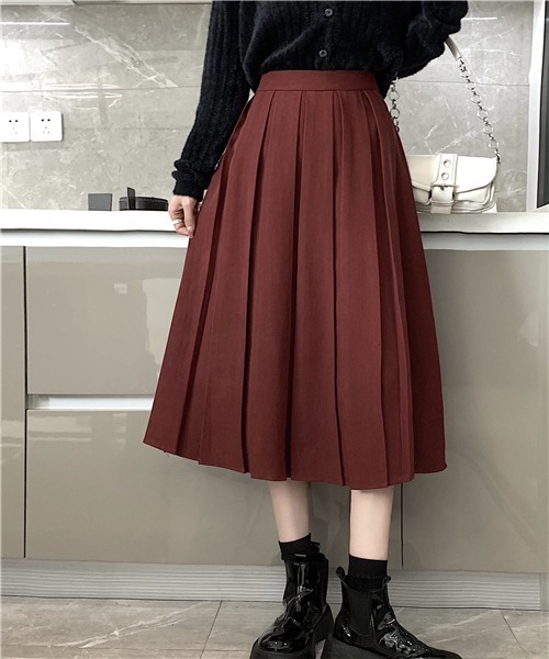 FREE STYLISTS（フリー スタイリスト）の「春新品　プリーツスカート（スカート・レディース・グリーン/ブラウン/ブラック/ボルドー/グレー/ライトベージュ・M/S/L）」の6枚目の写真