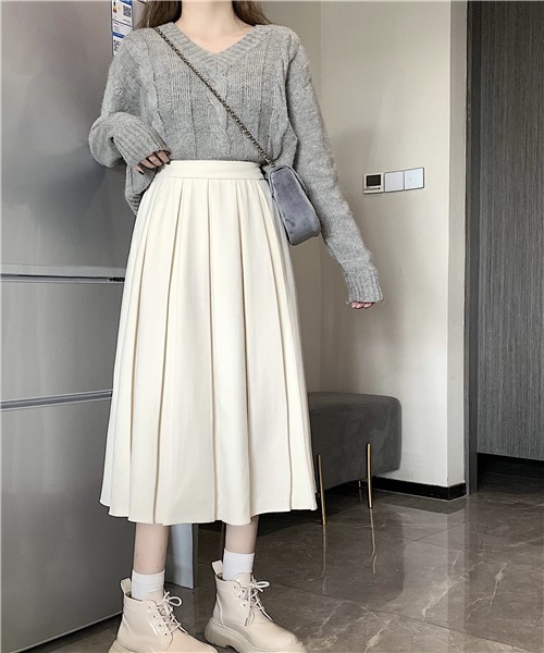 FREE STYLISTS（フリー スタイリスト）の「春新品　プリーツスカート（スカート・レディース・グリーン/ブラウン/ブラック/ボルドー/グレー/ライトベージュ・M/S/L）」の22枚目の写真