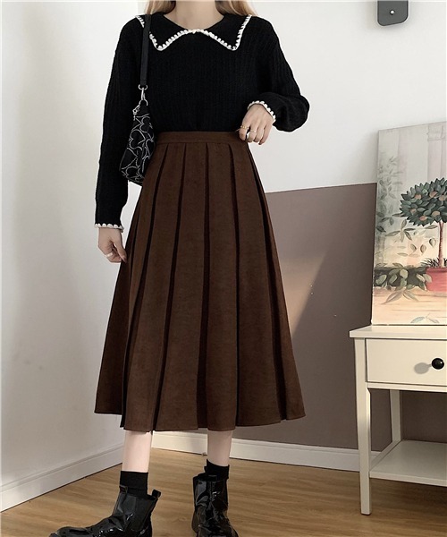 FREE STYLISTS（フリー スタイリスト）の「春新品　プリーツスカート（スカート・レディース・グリーン/ブラウン/ブラック/ボルドー/グレー/ライトベージュ・M/S/L）」の17枚目の写真