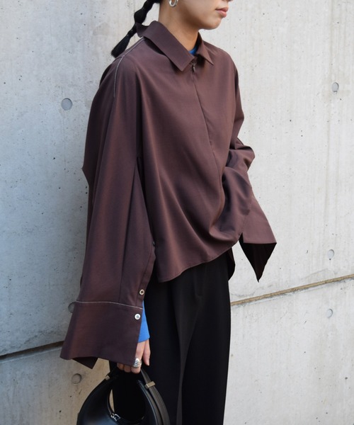 Marient（マリエント）の「T/RデザインステッチオーバーBL（シャツ/ブラウス・レディース・ブラウン/ブラック/ホワイト・FREE）」の3枚目の写真