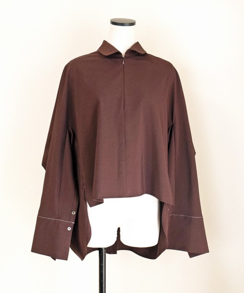 Marient（マリエント）の「T/RデザインステッチオーバーBL（シャツ/ブラウス・レディース・ブラウン/ブラック/ホワイト・FREE）」の14枚目の写真