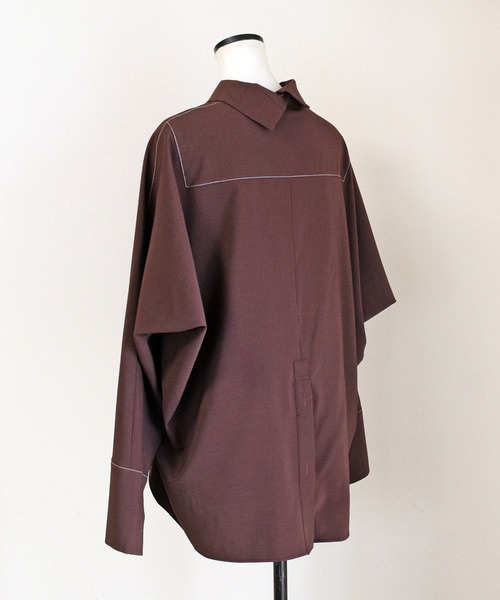 Marient（マリエント）の「T/RデザインステッチオーバーBL（シャツ/ブラウス・レディース・ブラウン/ブラック/ホワイト・FREE）」の16枚目の写真