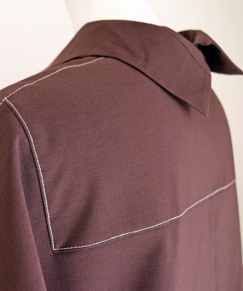 Marient（マリエント）の「T/RデザインステッチオーバーBL（シャツ/ブラウス・レディース・ブラウン/ブラック/ホワイト・FREE）」の17枚目の写真