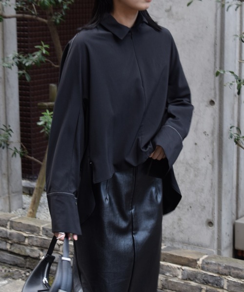 Marient（マリエント）の「T/RデザインステッチオーバーBL（シャツ/ブラウス・レディース・ブラウン/ブラック/ホワイト・FREE）」の19枚目の写真