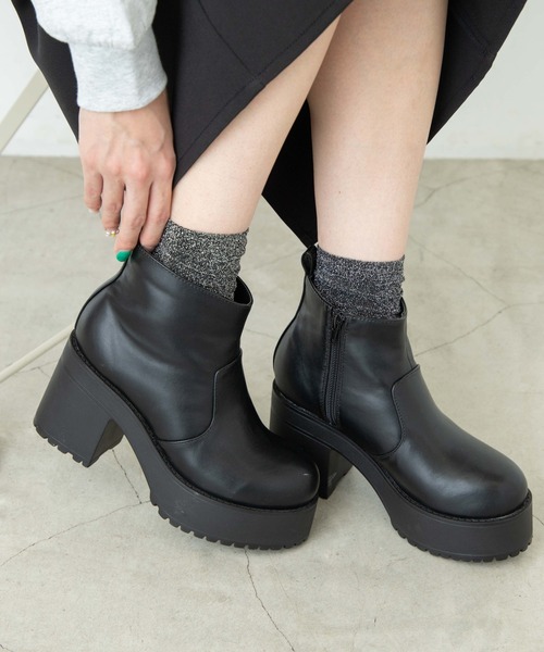 WEGO(ウィゴー)の「WEGO/ヒールブーツ(ブーツ・レディース・ブラック/ブラック系その他・MEDIUM/LARGE)」の2枚目の写真