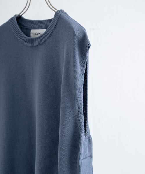 melt.（メルト）の「サイドスリットボタン リラックスニットベスト / side slit button relux KNIT VEST.（ベスト・メンズ・グレイッシュベージュ/グレイッシュブルー・SMALL/MEDIUM/LARGE）」の12枚目の写真