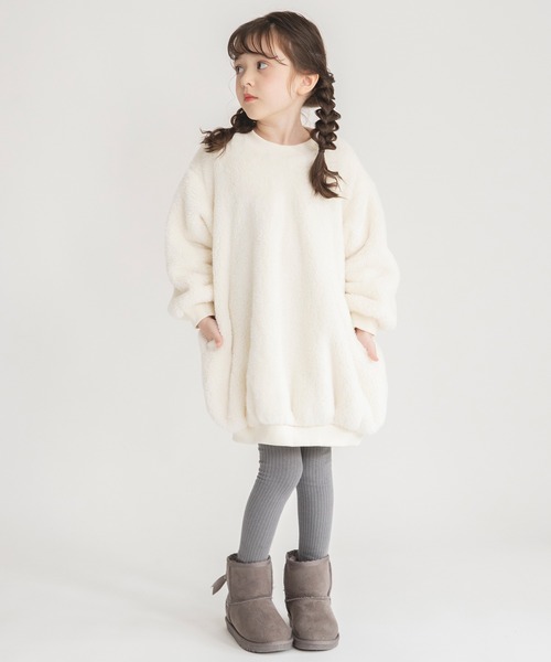 BRANSHES(ブランシェス)の「ボアワンピース(ワンピース・キッズ・ライトグレー/ピンク/アイボリー・90/100/110/120/130/140/150)」の14枚目の写真