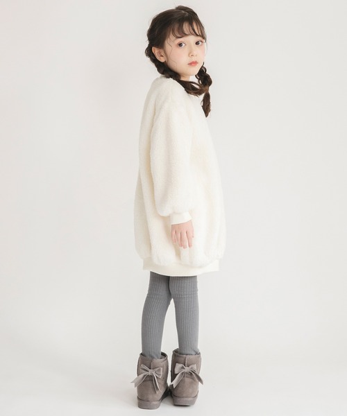 BRANSHES(ブランシェス)の「ボアワンピース(ワンピース・キッズ・ライトグレー/ピンク/アイボリー・90/100/110/120/130/140/150)」の9枚目の写真