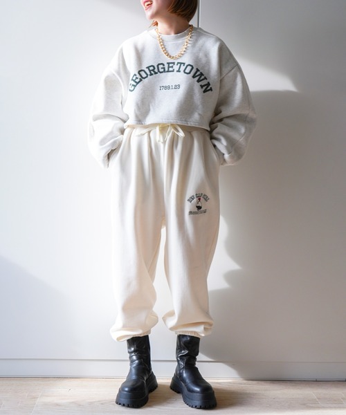 VENCEEXCHANGE（ヴァンスエクスチェンジ）の「裏起毛カレッジロゴクロップドプルオーバー（スウェット・レディース・オフホワイト/ブラック/グリーン・M）」の16枚目の写真