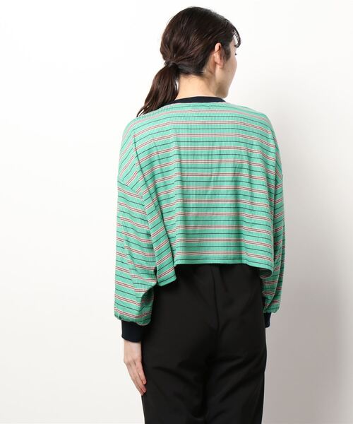 nemne store（ネンネストア）の「マルチボーダーヘンリーリブロンT（Tシャツ/カットソー・レディース・ブルー/グリーン/ピンク・フリー）」の5枚目の写真