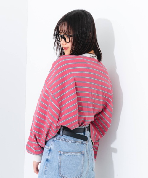 nemne store（ネンネストア）の「マルチボーダーヘンリーリブロンT（Tシャツ/カットソー・レディース・ブルー/グリーン/ピンク・フリー）」の16枚目の写真