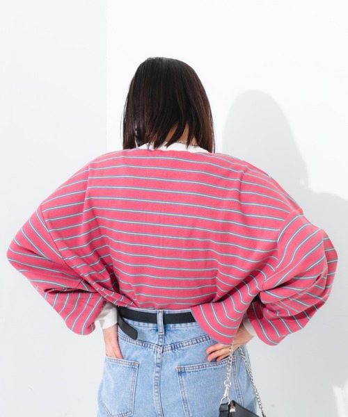 nemne store（ネンネストア）の「マルチボーダーヘンリーリブロンT（Tシャツ/カットソー・レディース・ブルー/グリーン/ピンク・フリー）」の17枚目の写真