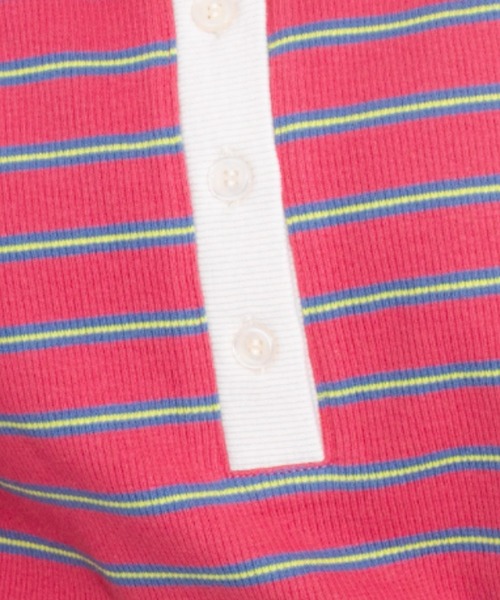 nemne store（ネンネストア）の「マルチボーダーヘンリーリブロンT（Tシャツ/カットソー・レディース・ブルー/グリーン/ピンク・フリー）」の6枚目の写真