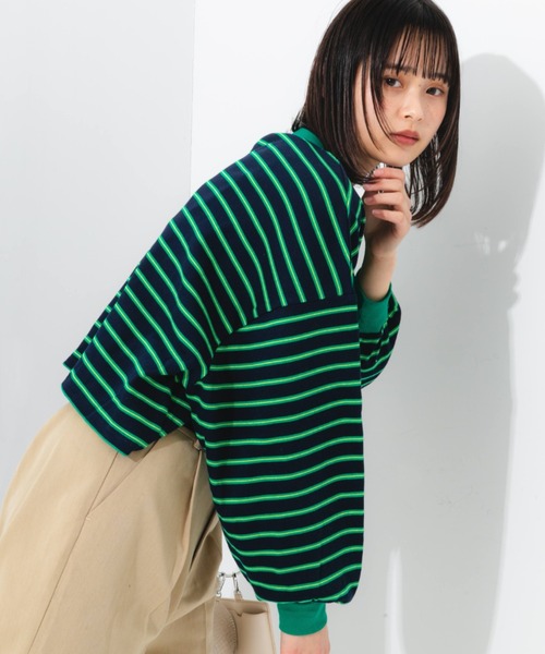 nemne store（ネンネストア）の「マルチボーダーヘンリーリブロンT（Tシャツ/カットソー・レディース・ブルー/グリーン/ピンク・フリー）」の21枚目の写真