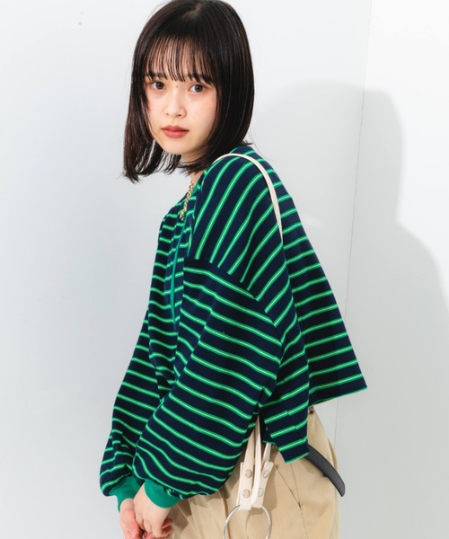 nemne store（ネンネストア）の「マルチボーダーヘンリーリブロンT（Tシャツ/カットソー・レディース・ブルー/グリーン/ピンク・フリー）」の19枚目の写真