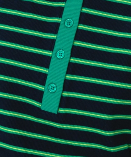 nemne store（ネンネストア）の「マルチボーダーヘンリーリブロンT（Tシャツ/カットソー・レディース・ブルー/グリーン/ピンク・フリー）」の8枚目の写真