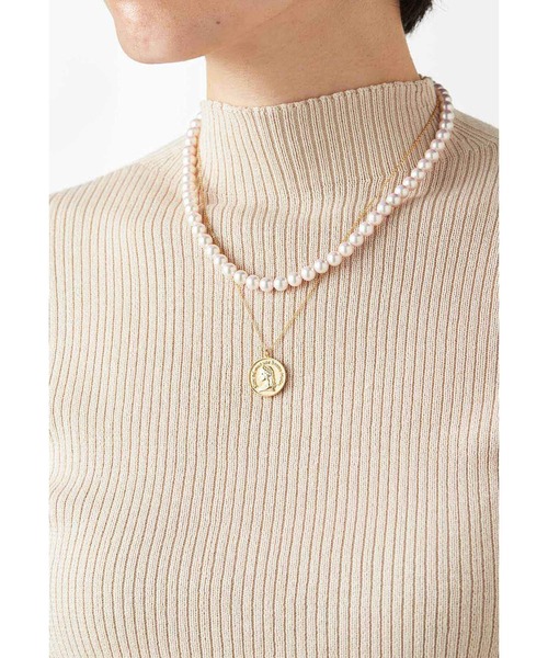 IEDIT（イディット）の「ＩＥＤＩＴ　ほんのりピンクな貝パール＆コインネックレスセット〈ゴールド〉（ネックレス・レディース・ピンク・ONE SIZE）」の5枚目の写真