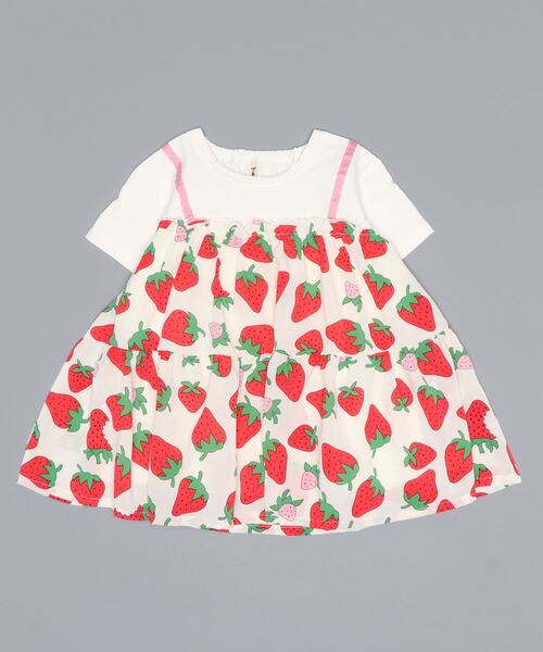 nino（ニノ）の「ストロベリーTシャツ（Tシャツ/カットソー・キッズ・ホワイト・130cm）」の3枚目の写真