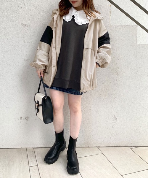 OLIVE des OLIVE(オリーブデオリーブ)の「配色マウンテンパーカー(マウンテンパーカー・レディース・ライトグレー/ベージュ/オフホワイト・FREE)」の6枚目の写真